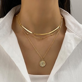 Necklace Supplier - 2025 Fashion Heart Triple Layers Pendant for Women Girls