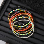 Anklet Bracelets Supplier - 7pcs Handmade Beaded Rainbow Color Elastic Foot Beach