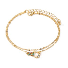 Bracelet Set Supplier - Fashion Colorful Zircon Love Infinite Double Layer Chain