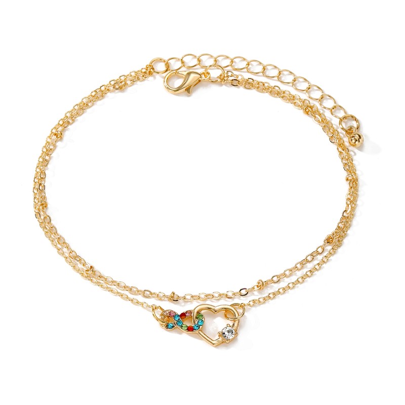 Bracelet Set Supplier - Fashion Colorful Zircon Love Infinite Double Layer Chain