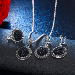 Jewelry Set Supplier - Fashion Ethnic Style Retro Silver Round Alloy Rhinestones