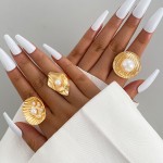 Adjustable Ring Manufacturer - 2025 Exaggerated Geometry Pearl for Women Fashion