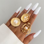 Adjustable Ring Manufacturer - 2025 Exaggerated Geometry Pearl for Women Fashion