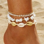Anklets Factory - Bohemian Layered Sea Shell Beaded Stone Ankle Chain Summer