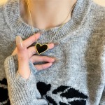 Jewelry Set Manufacturer - Luxury Emerald Black Heart Pendant Gold Plated Geometric