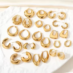 Hoop Earrings Supplier - Hypoallergenic Stainless Steel 18k Gold Plated Screw Twisted