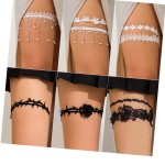 Thigh Chain Manufacturer - Gothic Dark Thorn Rose Stretch Lace Binding Tassel Leg