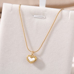 Necklace Factory - Custom Charm Heart Natural Shell Pendant Gold Plated Stainless