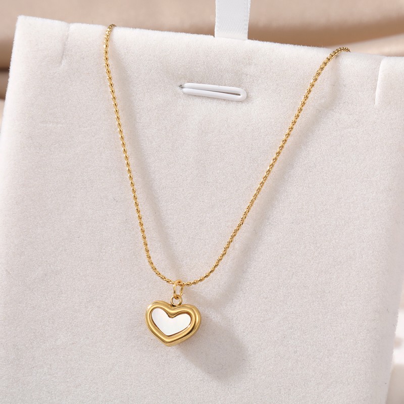 Necklace Factory - Custom Charm Heart Natural Shell Pendant Gold Plated Stainless