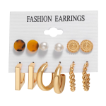 Earrings Set Factory - Pearl Twist Gold Plated Geometric Set Give Women Jewellery