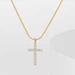 Necklace Manufacturer - Wholesale Gold Plated Zircon Crystal Rhinestone Cross Copper