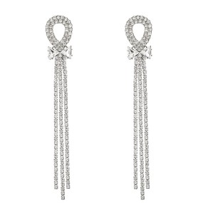 Silver Earrings Manufacturer - S925 Silver Needle Fringe Earrings Long Tassel Zircon