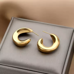 Hoop Earrings Supplier - Hypoallergenic Stainless Steel 18k Gold Plated Screw Twisted