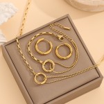 Jewelry Set Factory - Luxury Geometric Circle Splicing Stainless Steel Necklace
