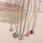 Necklaces Set Manufacturer - 5pcs Crystal Butterfly Hollow Heart Choker Fashion