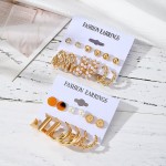 Earrings Set Factory - Pearl Twist Gold Plated Geometric Set for Women Fashion