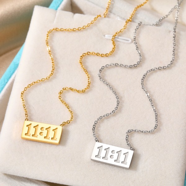 Necklace Manufacturer - Custom 11:11 Lucky Angel Number Gold Plated Girl's Birthday