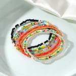 Anklet Bracelets Supplier - 7pcs Handmade Beaded Rainbow Color Elastic Foot Beach