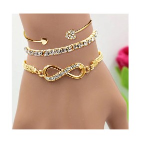Bracelet Set Manufacturer - 3Pcs Gold Plated Zircon Infinity Pattern 8 Number
