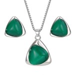 Jewelry Set Manufacturer - Trendy Triangle Pendant Necklace Earrings Set for Women