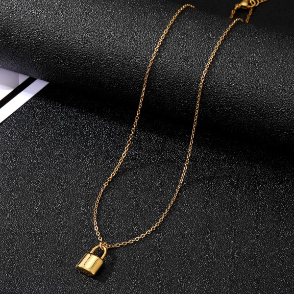 Necklace Factory - High Quality Gold Plated Stainless Steel Mini Lock Pendant
