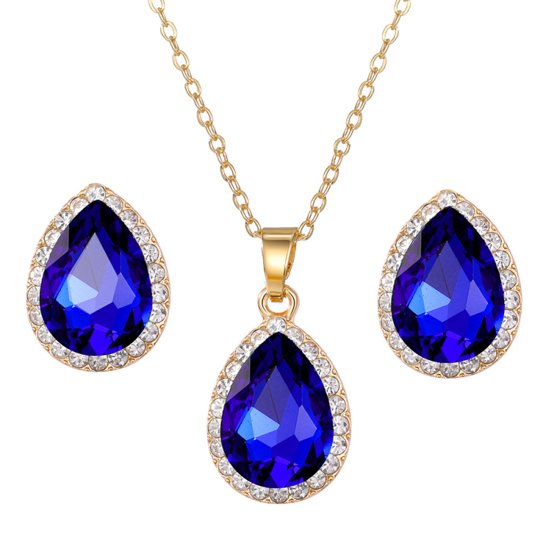 Jewelry Set Factory - Fashion Alloy Diamond Water Drop Teardrop Wedding Engagement