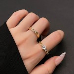 手指饰品工厂 - 女性镀金镂空十字心形锆石链条铜