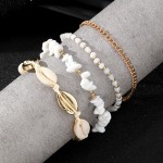 Anklets Factory - Bohemian Layered Sea Shell Beaded Stone Ankle Chain Summer