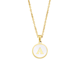 Letter Necklace Supplier - Round 26 Capital A-Z Gold Alloy Initial Pearl Shell Pendant