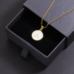 Letter Necklace Supplier - Round 26 Capital A-Z Gold Alloy Initial Pearl Shell Pendant