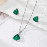 Jewelry Set Manufacturer - Trendy Triangle Pendant Necklace Earrings Set for Women