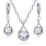 Jewelry Set Supplier - Luxury Waterdrop Shape Crystal Necklace Earrings Wedding Party
