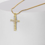 Necklace Manufacturer - Wholesale Gold Plated Zircon Crystal Rhinestone Cross Copper
