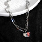 Heart Necklace Manufacturer - Wholesale Crystal Heart Charm Chain Ethnic Bohemian