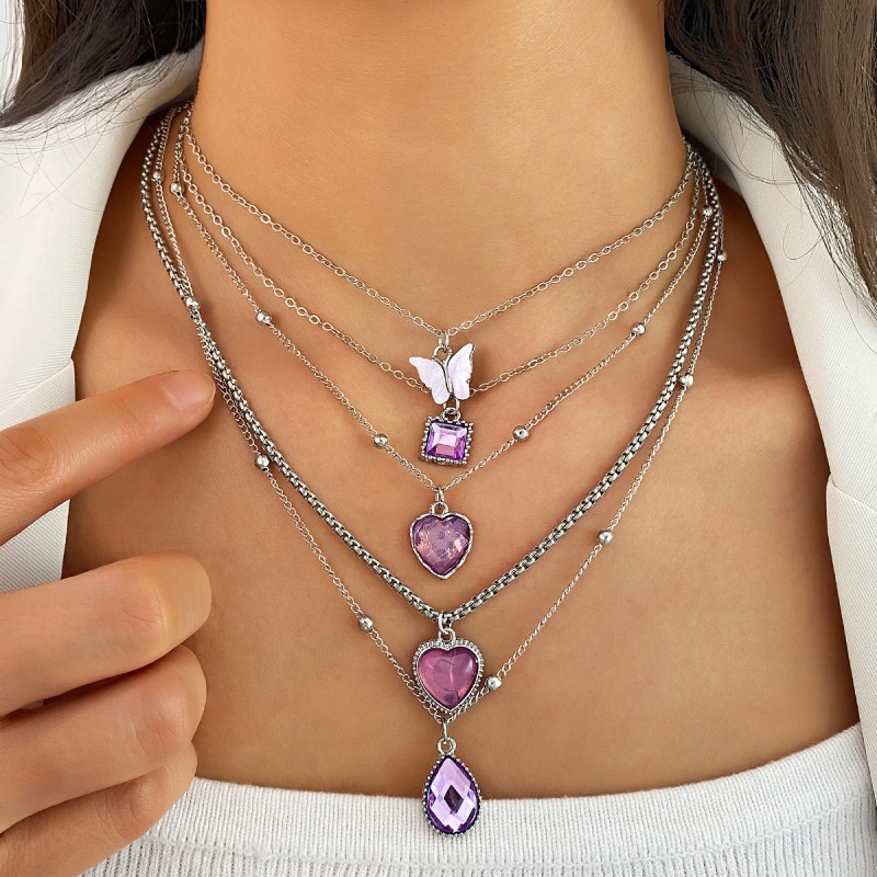 Necklaces Set Factory - 5pcs Creative Butterfly Heart Water Droplet Geometric