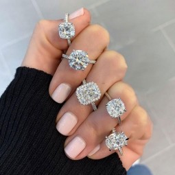 女性戒指工厂 - 银色锆石简约设计CZ氧化锆订婚
