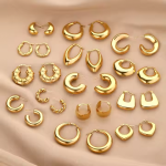 Hoop Earrings Supplier - Hypoallergenic Stainless Steel 18k Gold Plated Screw Twisted