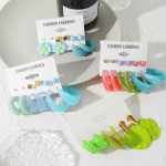 Earrings Set Manufacturer - 6 Pairs Bohemian Acrylic Flower Colourful Hoops Exaggerated