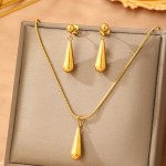 Jewelry Set Supplier - Gold Plated Stainless Steel Geometry Necklace Earrings