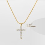 Necklace Manufacturer - Wholesale Gold Plated Zircon Crystal Rhinestone Cross Copper