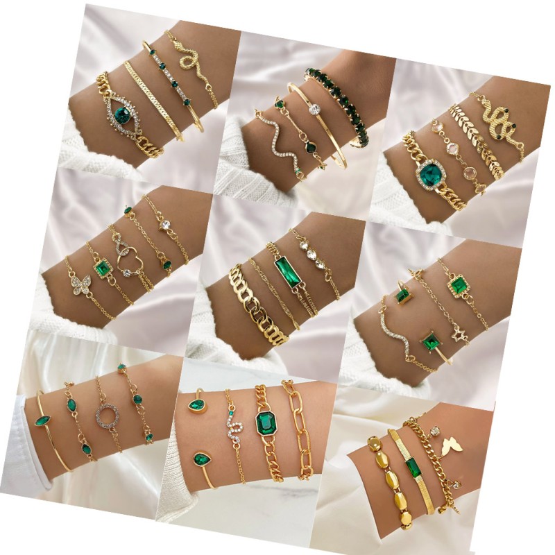 Bracelet Set Factory - 4Pcs Diamonds Butterfly Heart Snake Adjustable Set