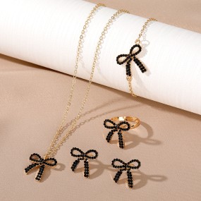 Jewelry Set Factory - Women's Fashion Rhinestone Bowknot Gold Plated Parties Weddings