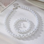 Jewelry Set Factory - New Bride Wedding White Pearl Bead Collar Three Piece Set