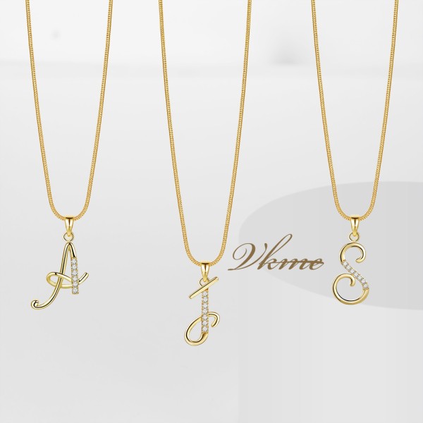 Alphabet Pendants Factory - CZ Word Mixed Small Initial 26 Letter Necklaces Women