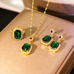 饰品套装工厂 - 复古锆石水晶镀金钻石吊坠婚礼