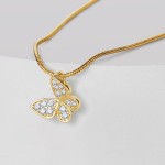Choker Necklace Supplier - Gold Plated Copper Zircon Custom Initial Charm Butterfly