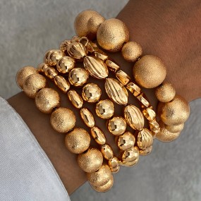 手链套装供应商 - 6件2025夸张金色方珠几何