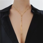 Necklace Manufacturer - Triangle Tassel Pull-out Stainless Steel Adjustable Knot