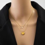 Necklace Factory - Custom Double Layered Crystal Love Heart Gold Color Pendant