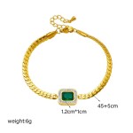 Jewelry Set Supplier - Trendy Emerald Square Pendant Stainless Steel Without Box